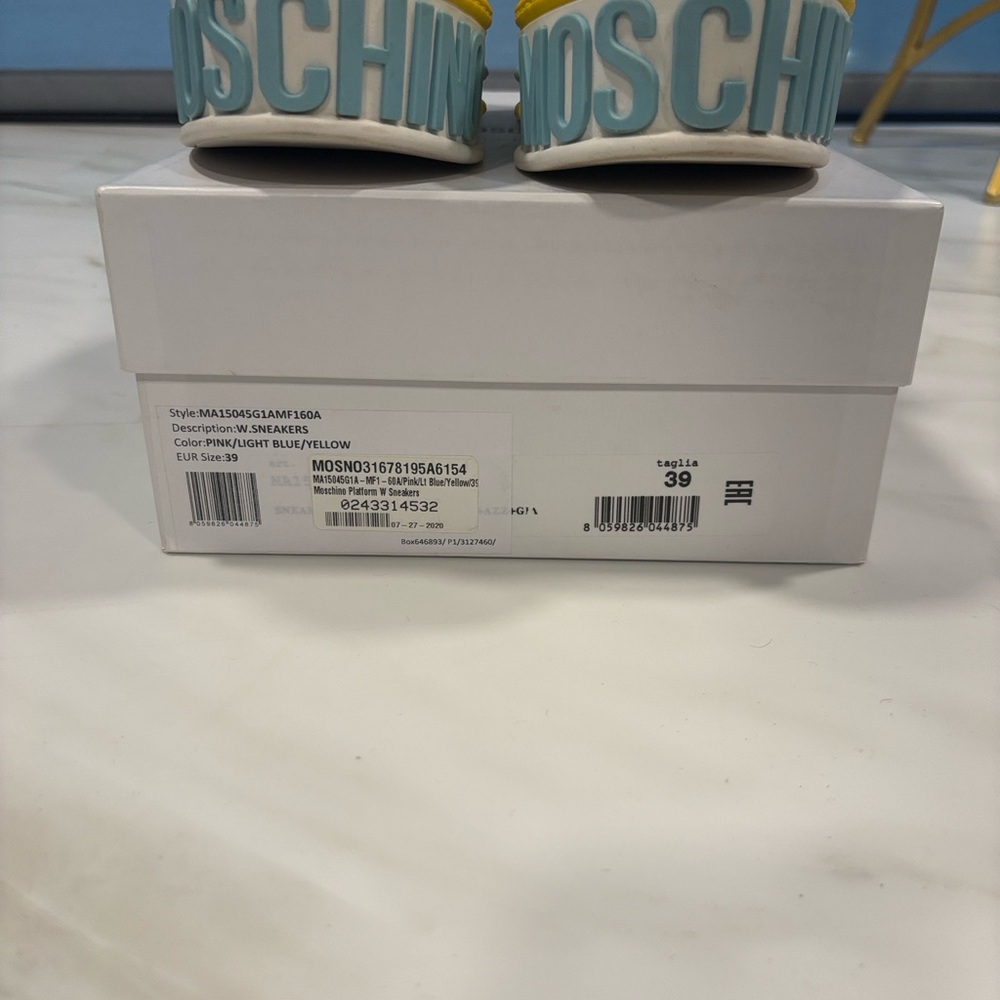 Moschino Pastel Pink Blue Yellow Platform Sneakers - Picture 5 of 8